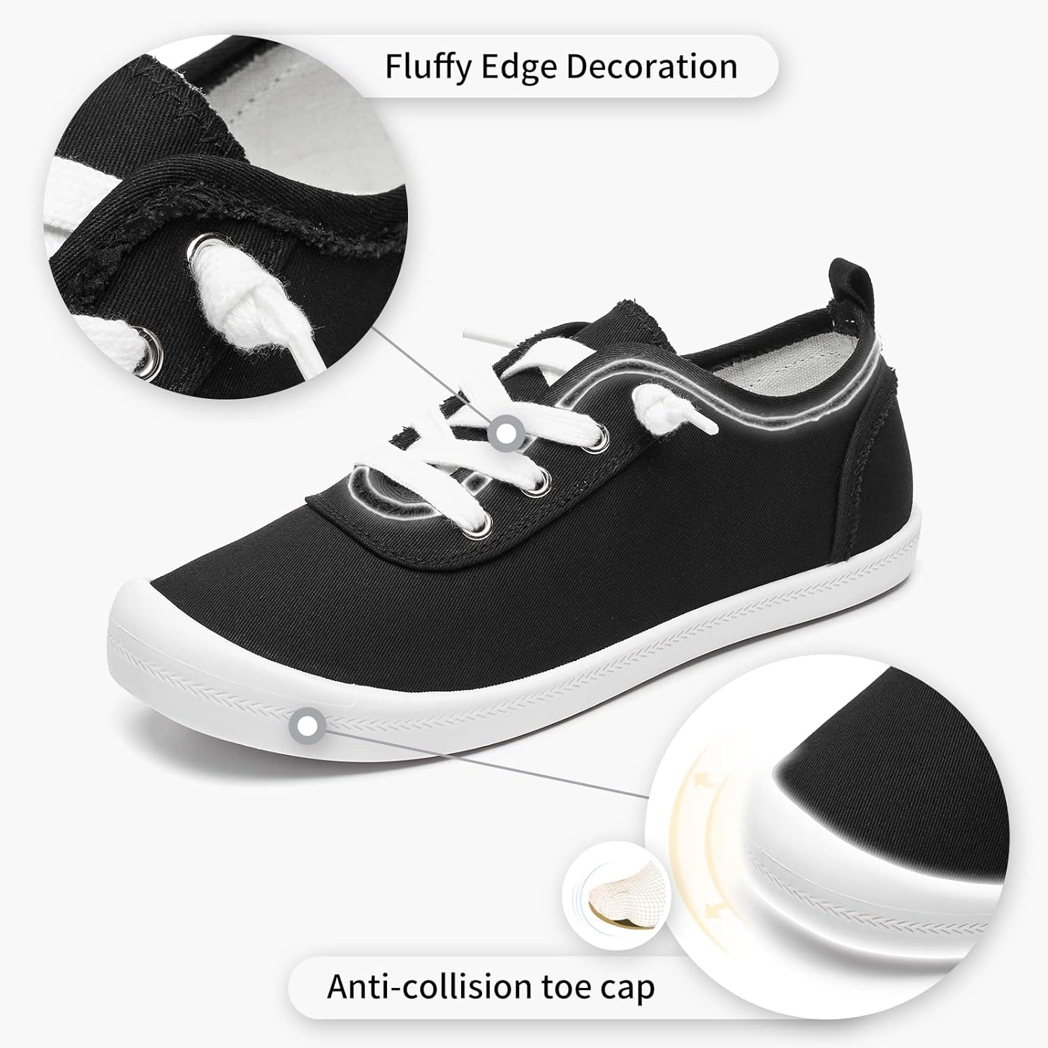 Slip On Shoes Women Casual Shoes Comfortable Canvas Sneakers Cute Shoes Tennis Shoes for Women Slip On Sneakers(Black,US8)