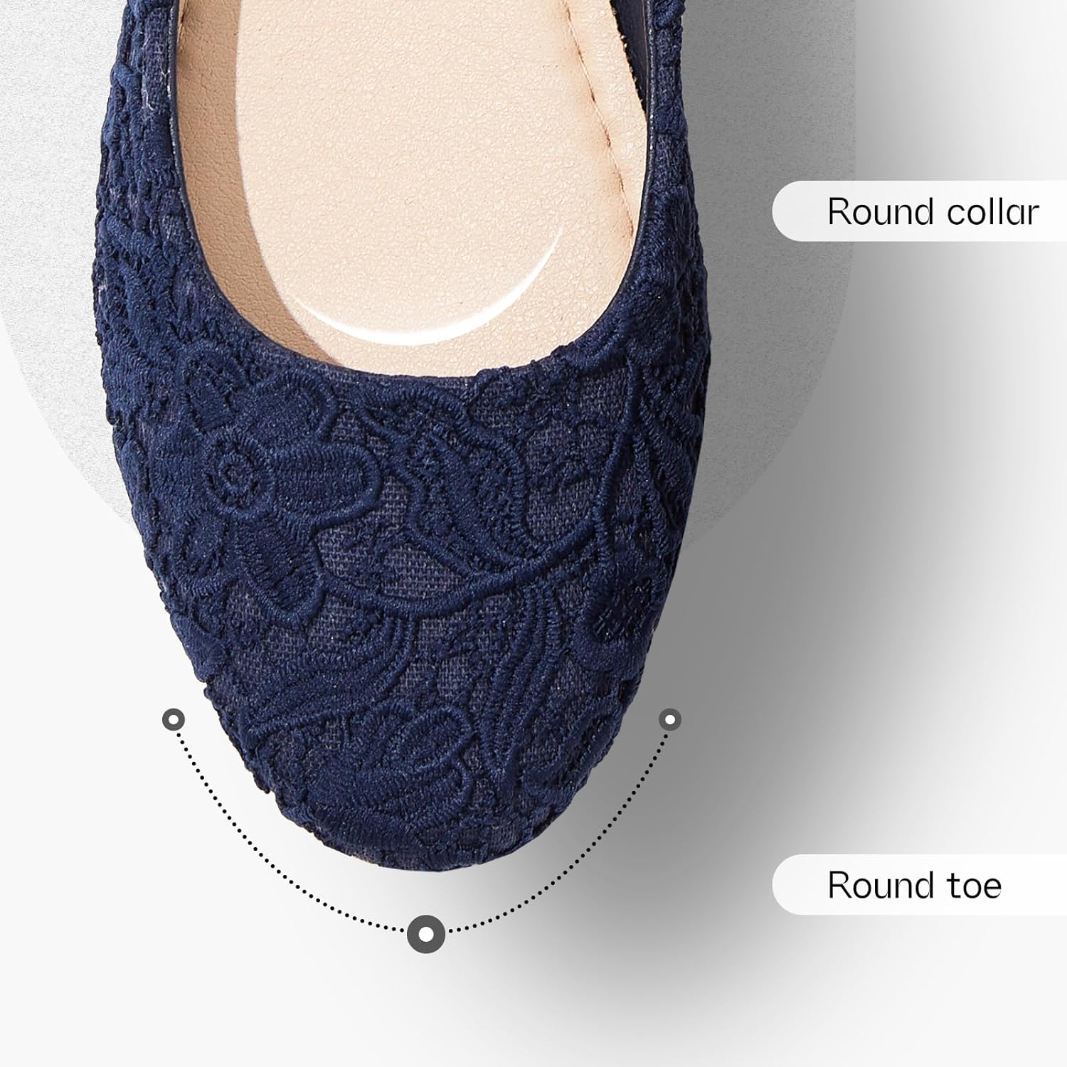 Dress Shoes for Women Round Toe Flats Shoes Lace Ballet Flats Dressy Comfortable Foldable Flats Low Heel