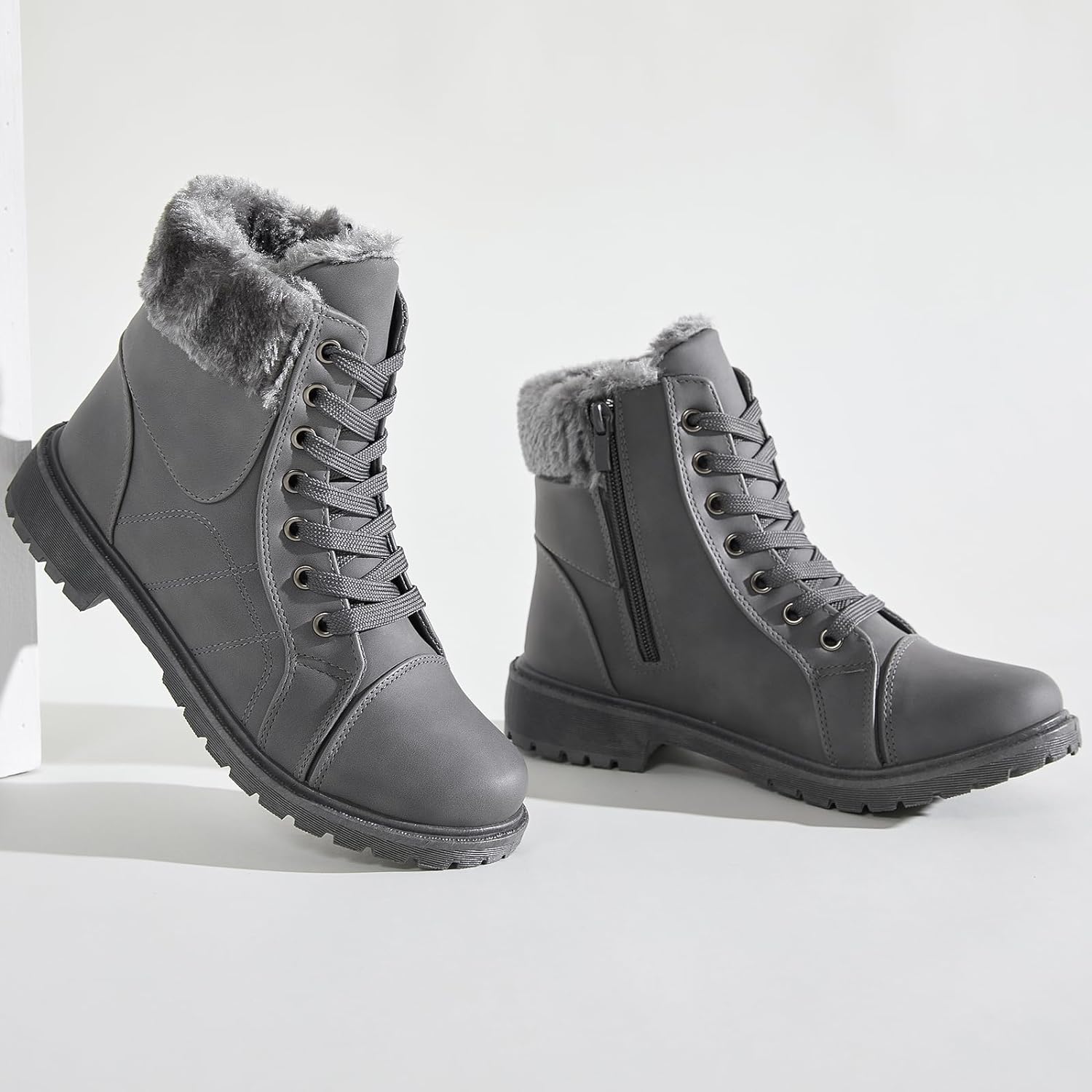 Ankle Boots For Women Lace Up Combat Boots Winter Boots Fashion Snow Boots For Girls Ankle Booties Winter Shoes