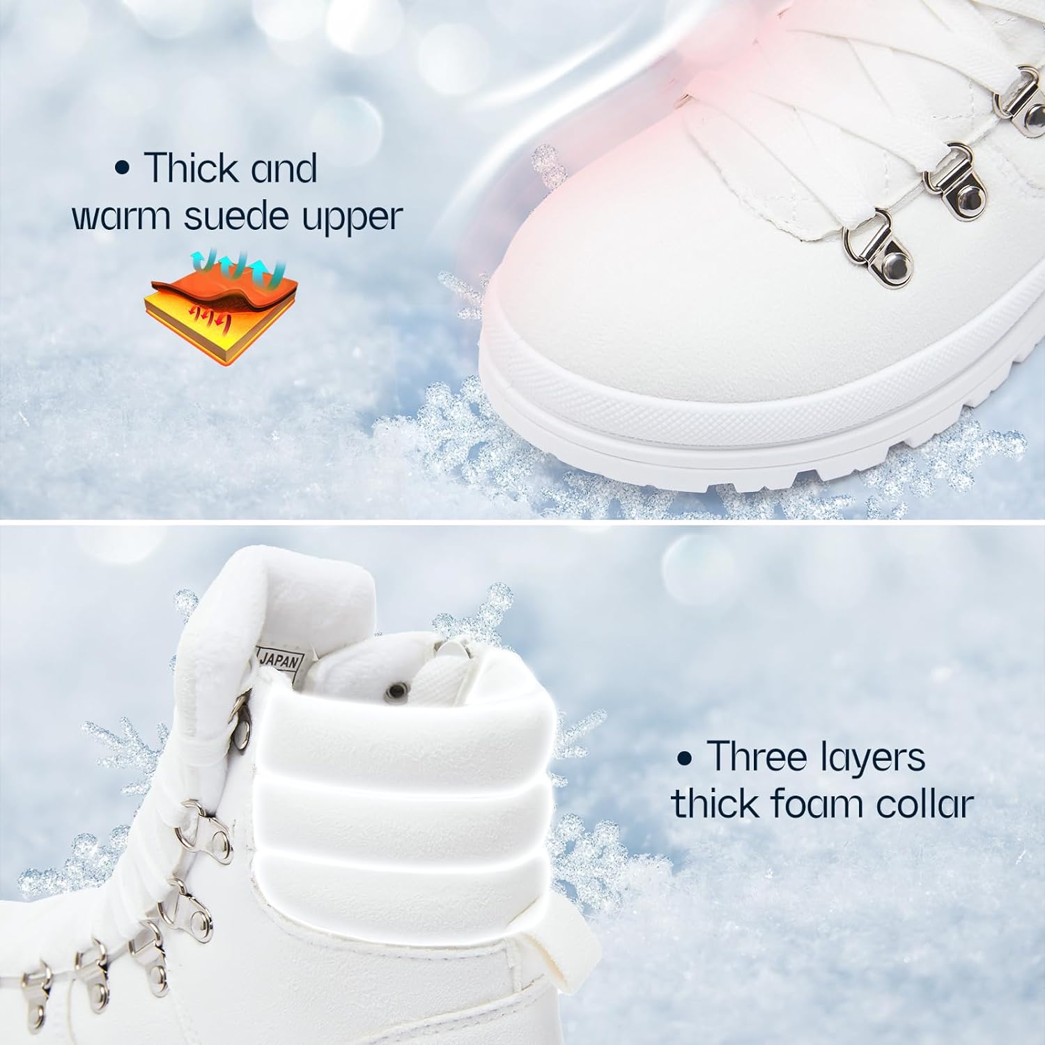 Women's Ankle Boots Winter Snow boots Fur Lined Warm Booties Girls Snow boot Lace Up Ankle boot