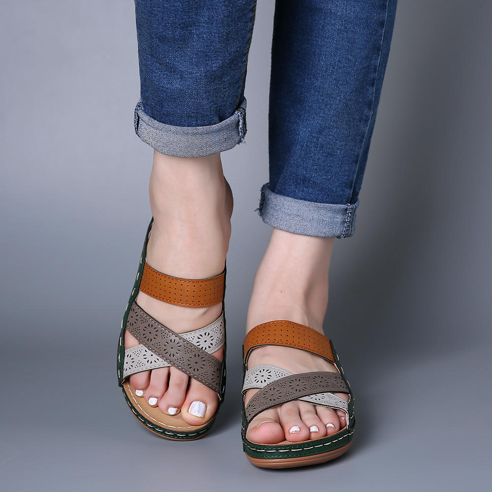 Casual Roman Hollow Sandals Cross Toe Baring Sandal