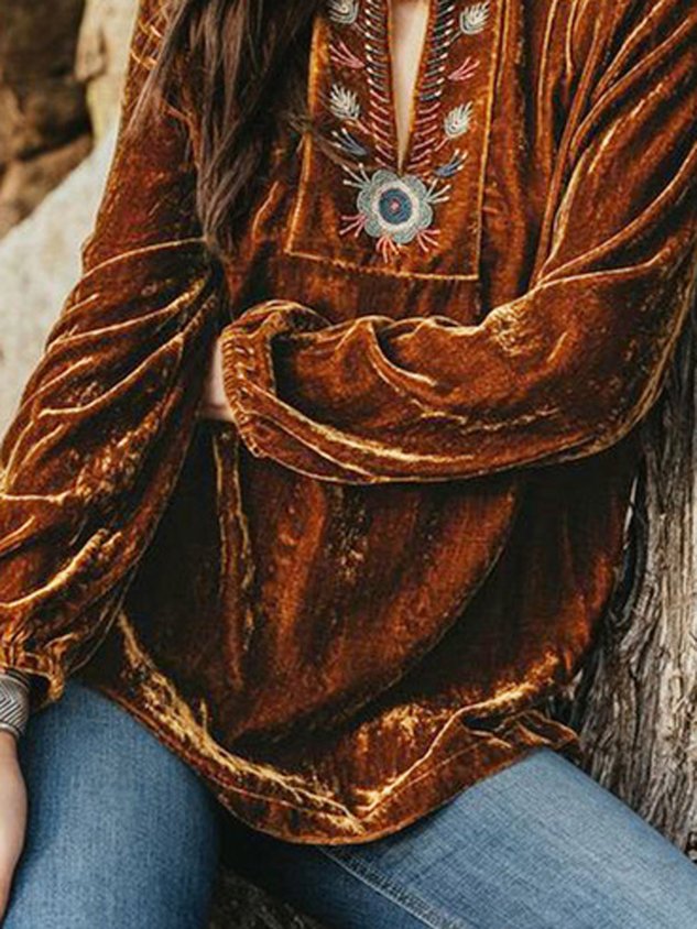 Long Sleeve Plain Regular Loose Shirt For Women