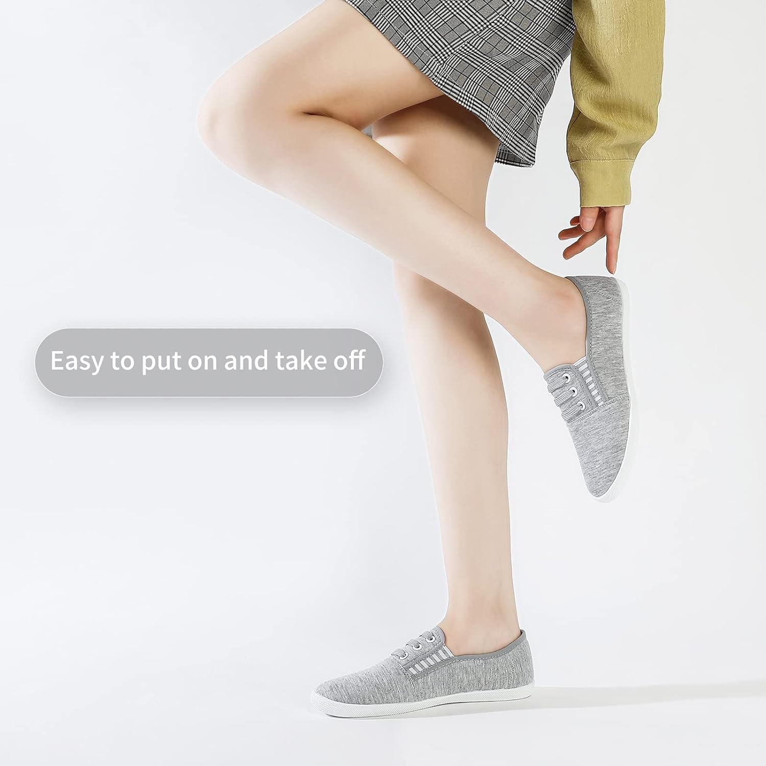 Women's Canvas Slip on Sneakers Casual Slip on Walking Shoes Womens Tennis Shoes Flat Dress Shoes Non Slip Work Shoes