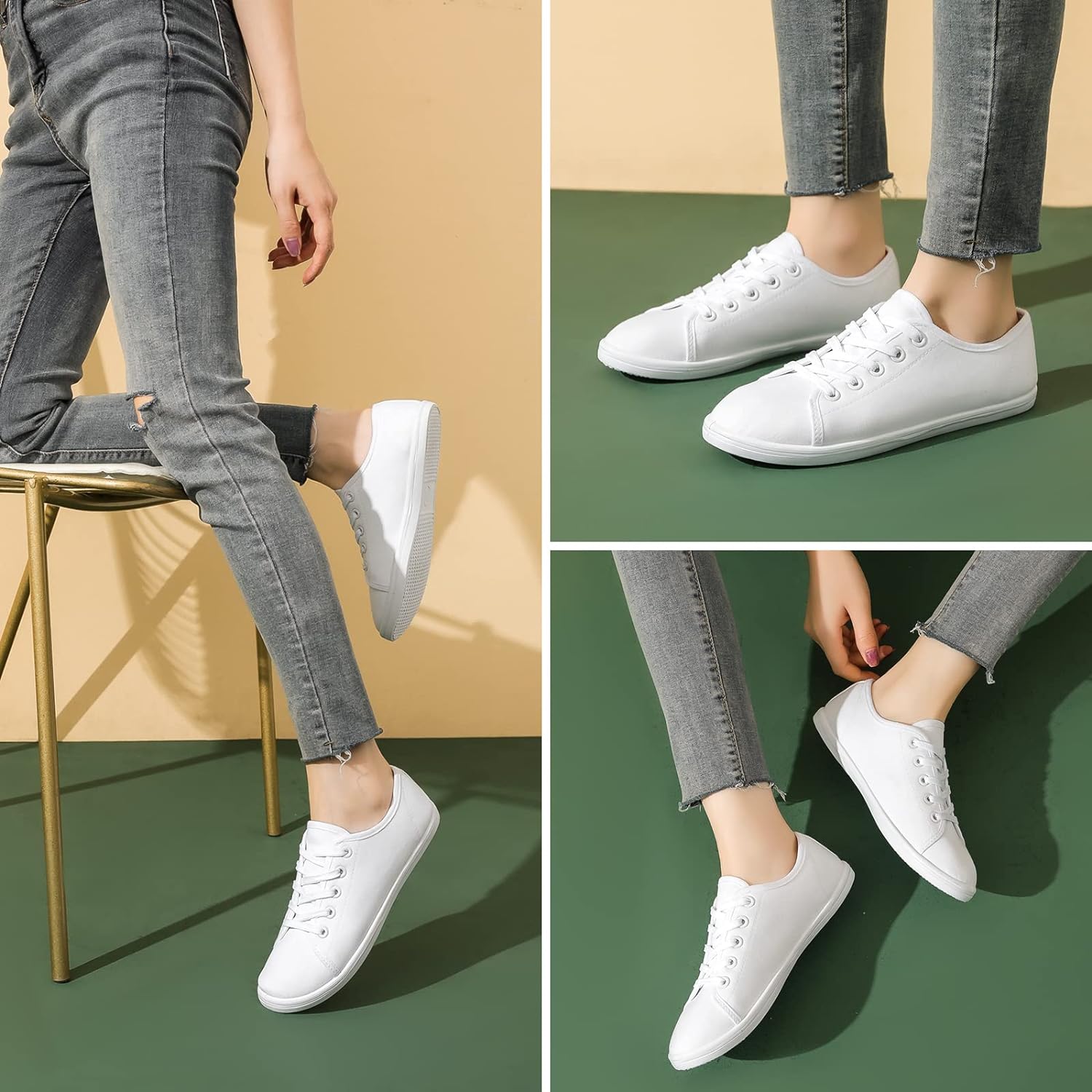 Women's Canvas Slip on Sneakers Casual Slip on Walking Shoes Womens Tennis Shoes Flat Dress Shoes Non Slip Work Shoes