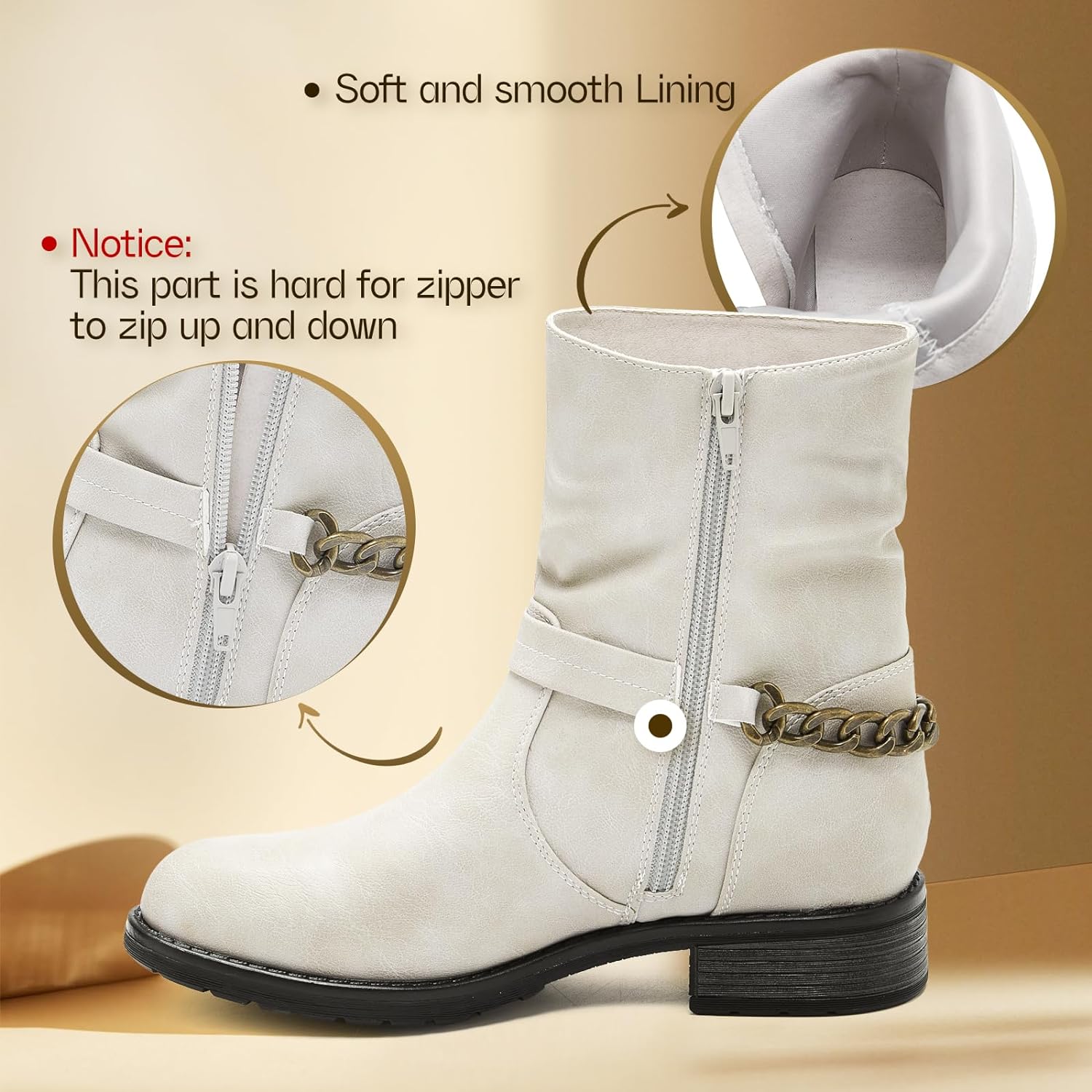 Ankle Booties For Women Low Heel Fall Boots Black Combat Boots Womens Ankle Boots With Chain Strap