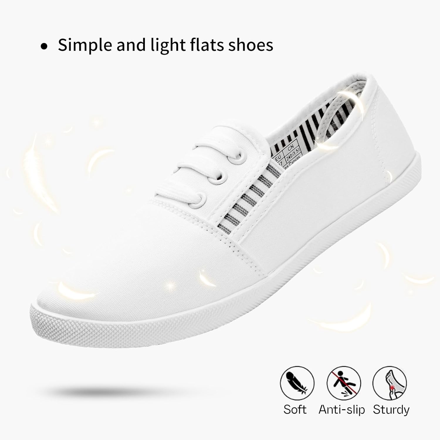 Women's Canvas Slip on Sneakers Casual Slip on Walking Shoes Womens Tennis Shoes Flat Dress Shoes Non Slip Work Shoes