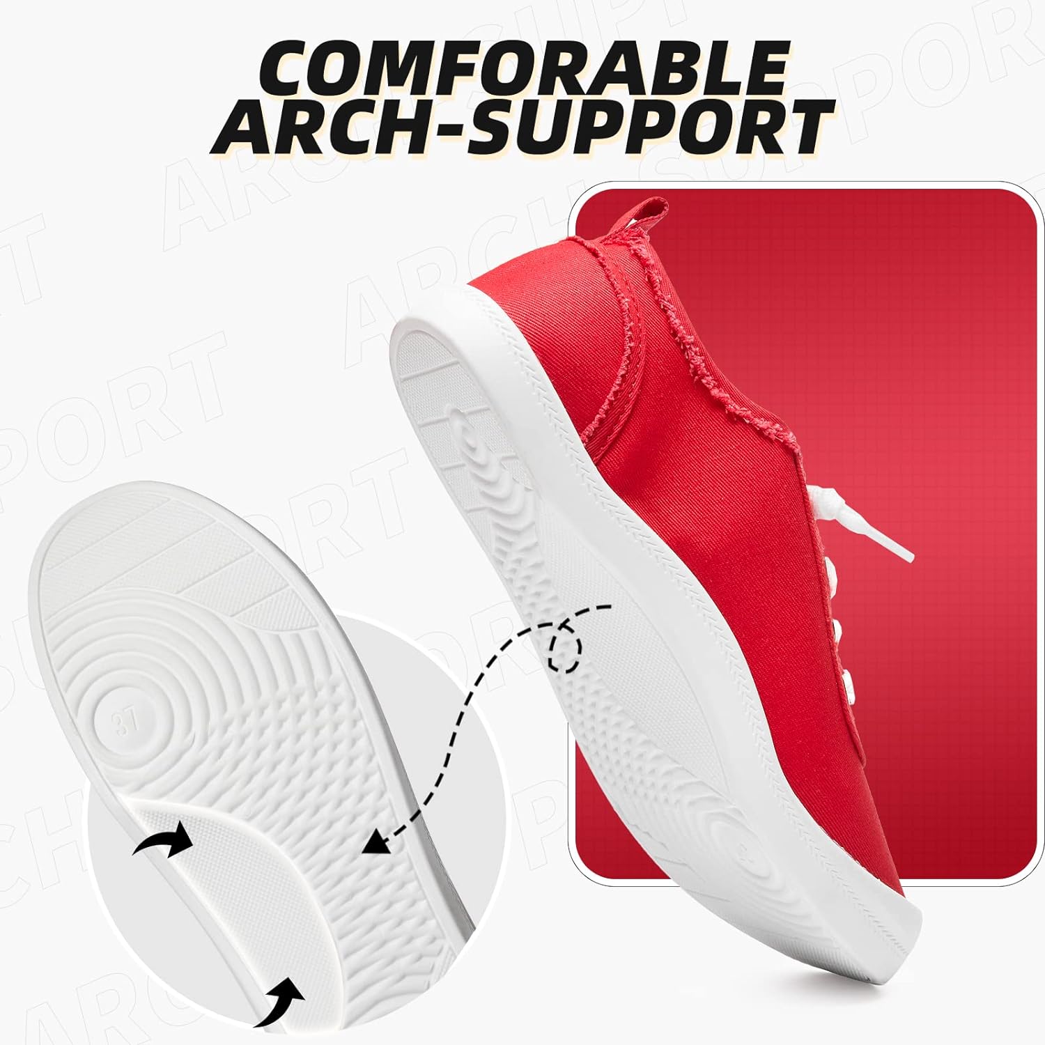 Slip On Shoes Women Casual Shoes Comfortable Canvas Sneakers Cute Shoes Tennis Shoes for Women Slip On Sneakers(Red,US8)