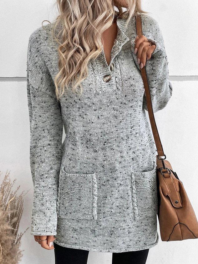 V Neck Knitted Loose Tunic Sweater Knit Jumper