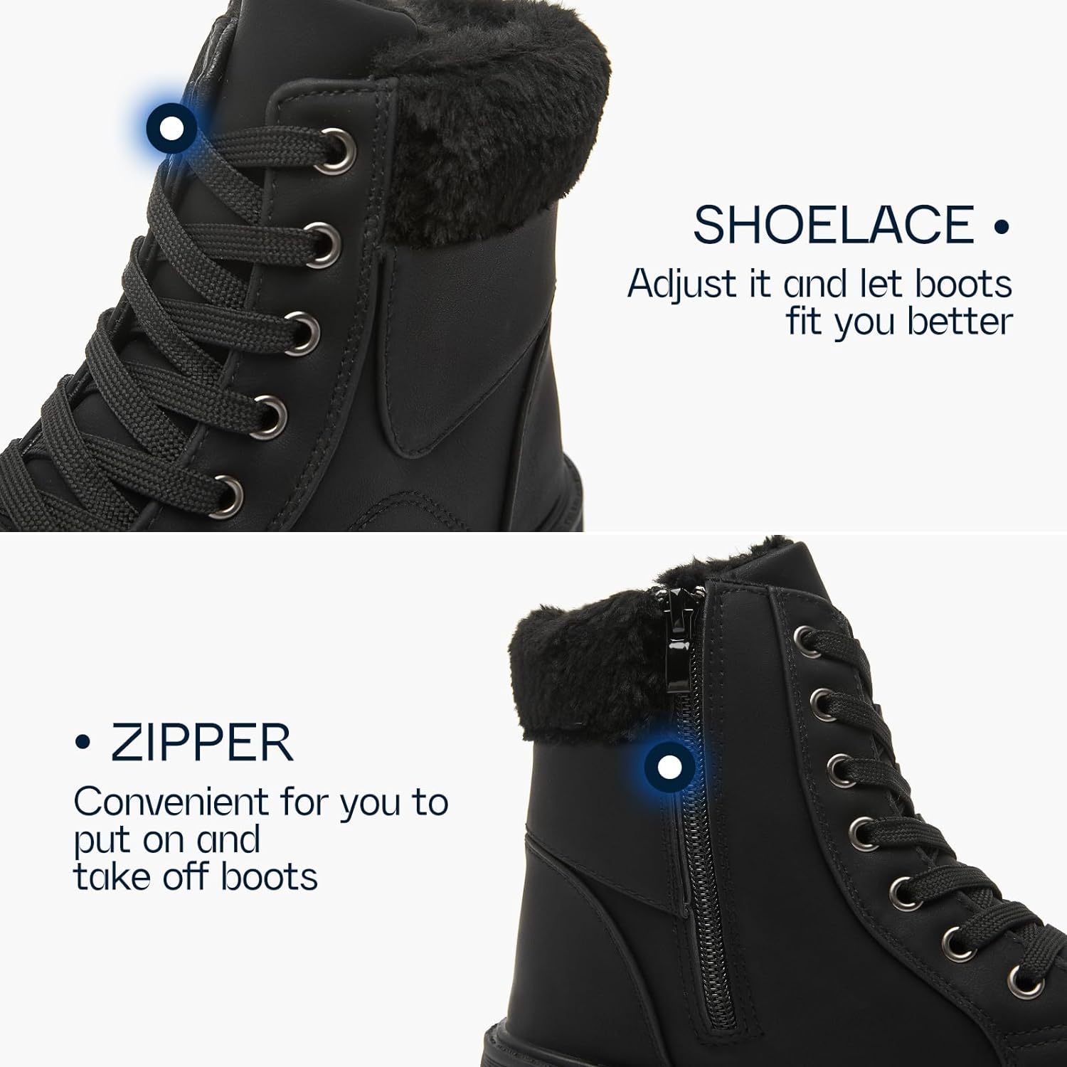 Ankle Boots For Women Lace Up Combat Boots Winter Boots Fashion Snow Boots For Girls Ankle Booties Winter Shoes