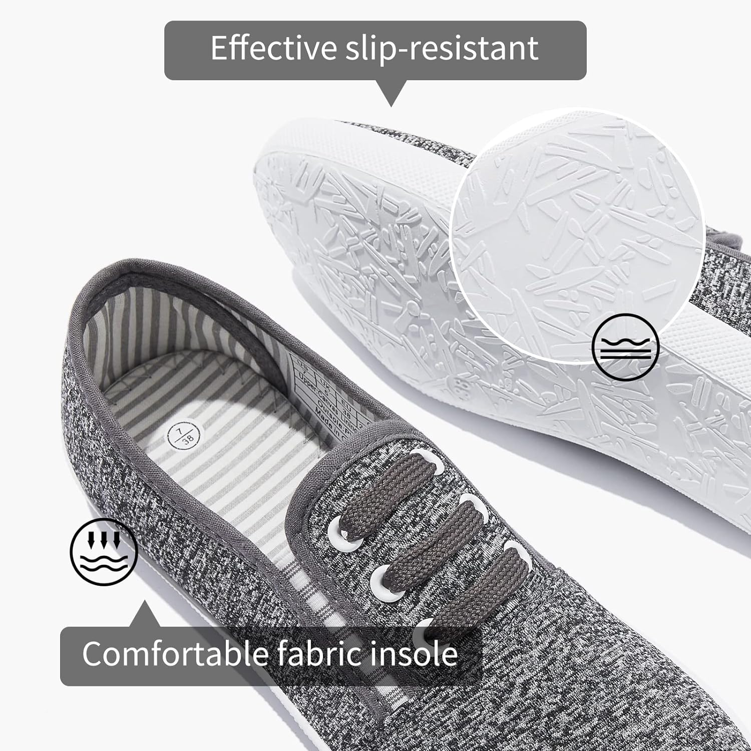 Women's Canvas Slip on Sneakers Casual Slip on Walking Shoes Womens Tennis Shoes Flat Dress Shoes Non Slip Work Shoes