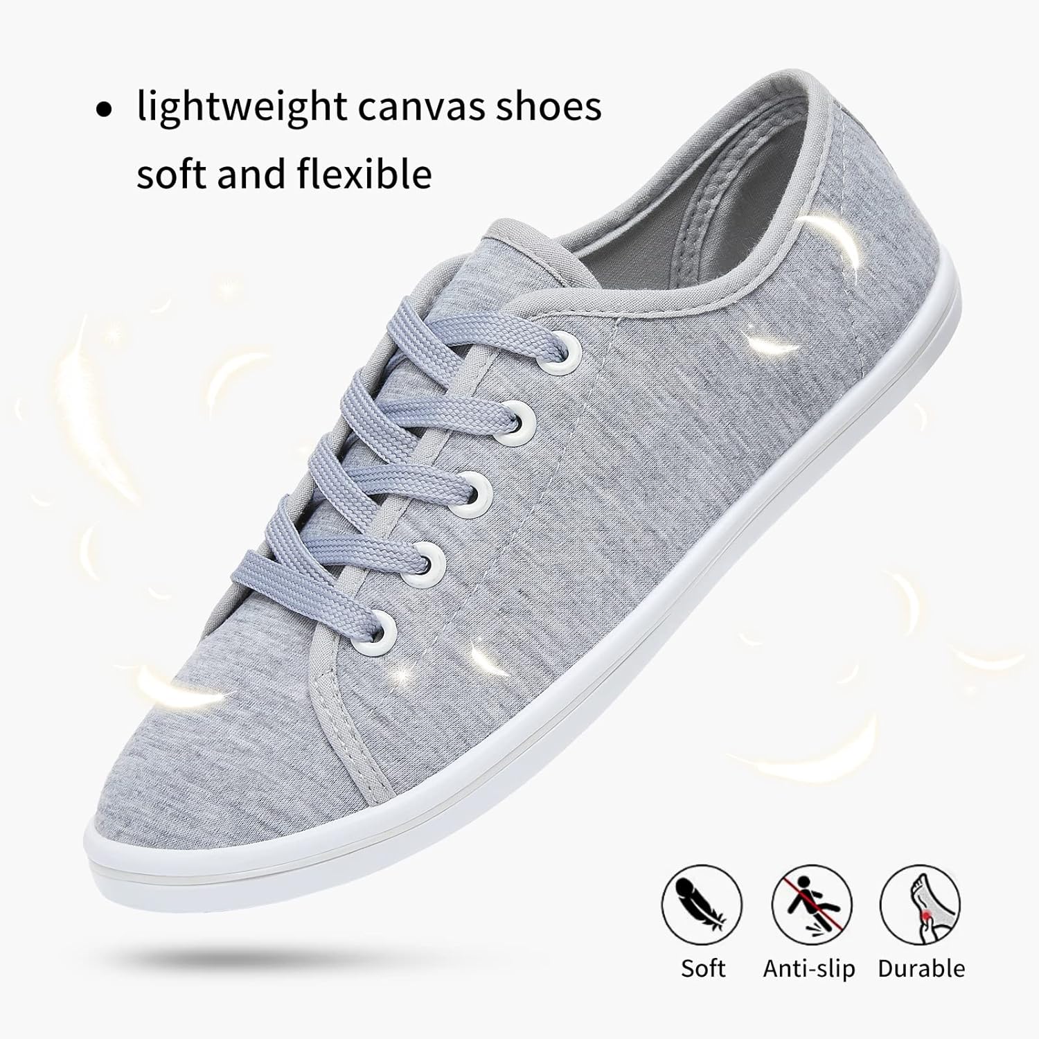 Women's Canvas Slip on Sneakers Casual Slip on Walking Shoes Womens Tennis Shoes Flat Dress Shoes Non Slip Work Shoes