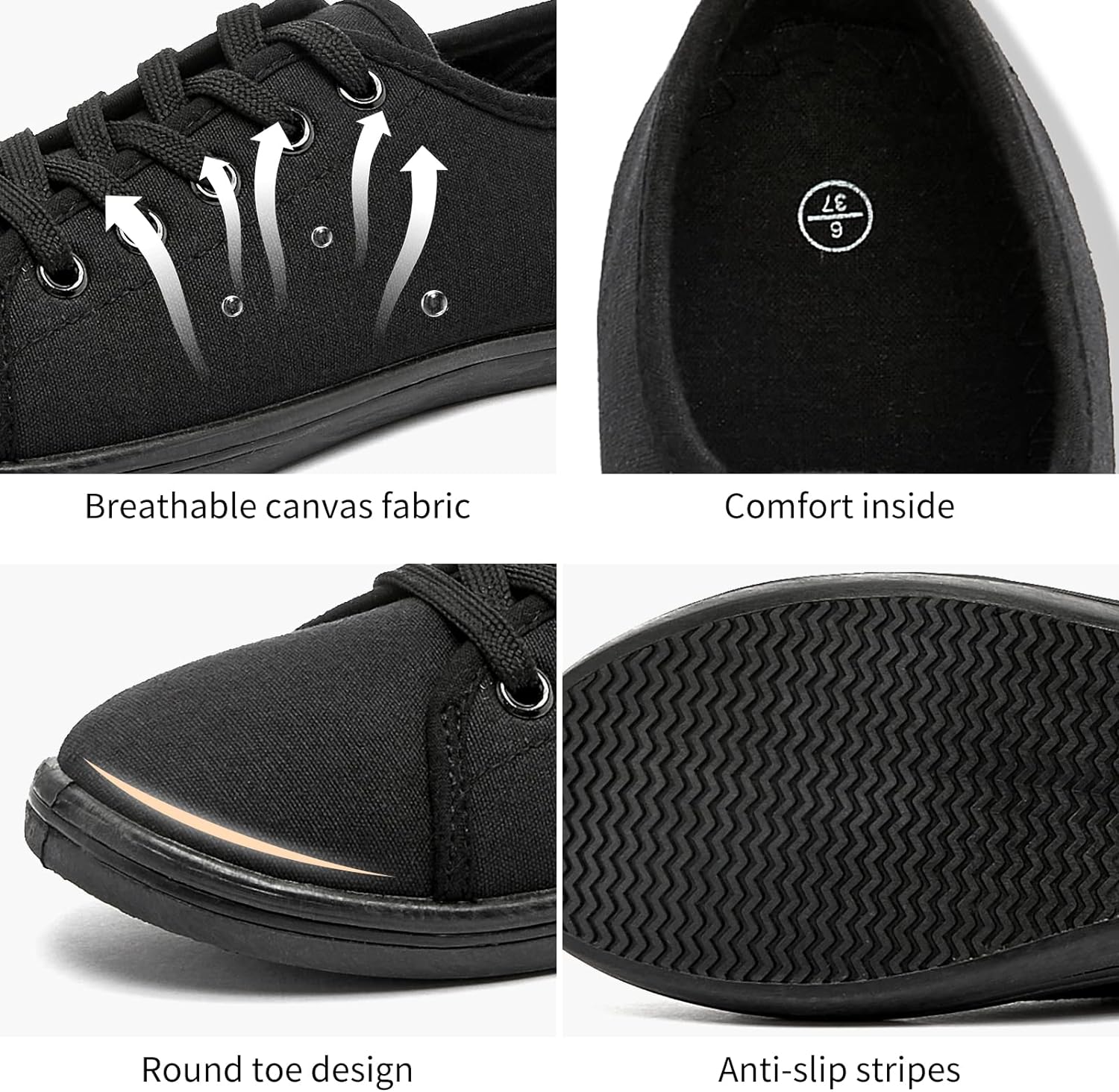 Women's Canvas Slip on Sneakers Casual Slip on Walking Shoes Womens Tennis Shoes Flat Dress Shoes Non Slip Work Shoes