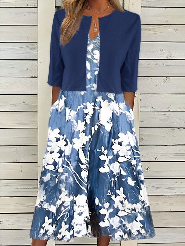 Women's A Line Dress Midi Dress Two-Piece Set  Floral Print Spring Summer Casual Modern