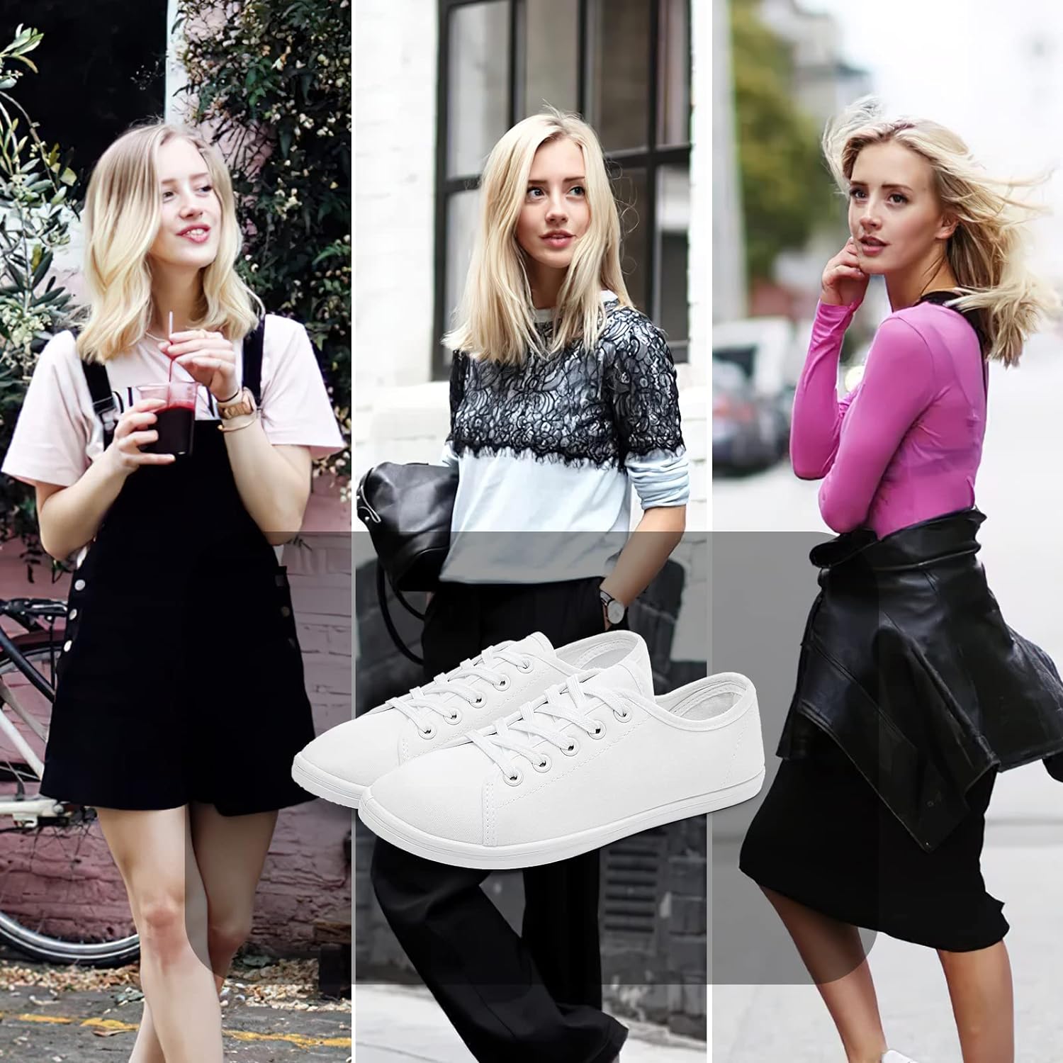 Women's Canvas Slip on Sneakers Casual Slip on Walking Shoes Womens Tennis Shoes Flat Dress Shoes Non Slip Work Shoes