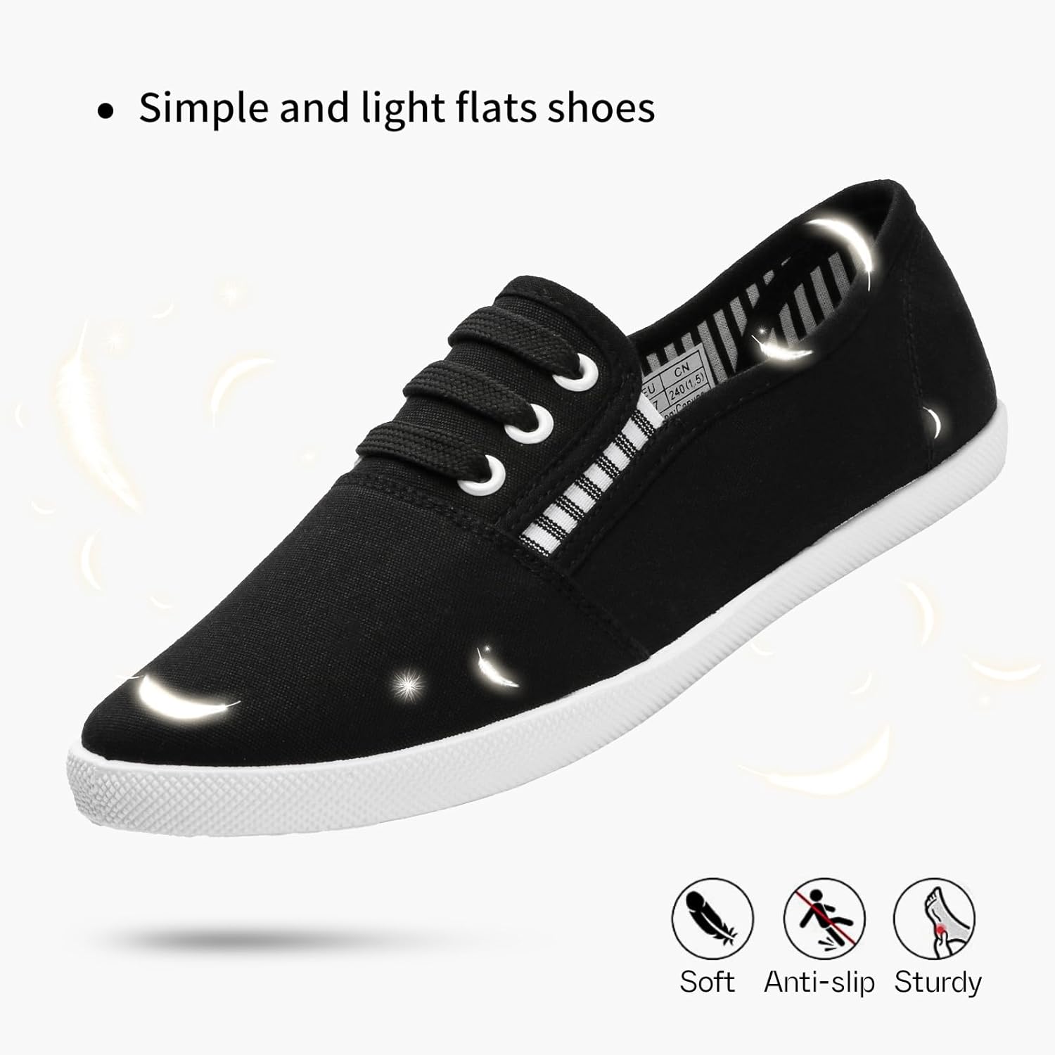 Women's Canvas Slip on Sneakers Casual Slip on Walking Shoes Womens Tennis Shoes Flat Dress Shoes Non Slip Work Shoes