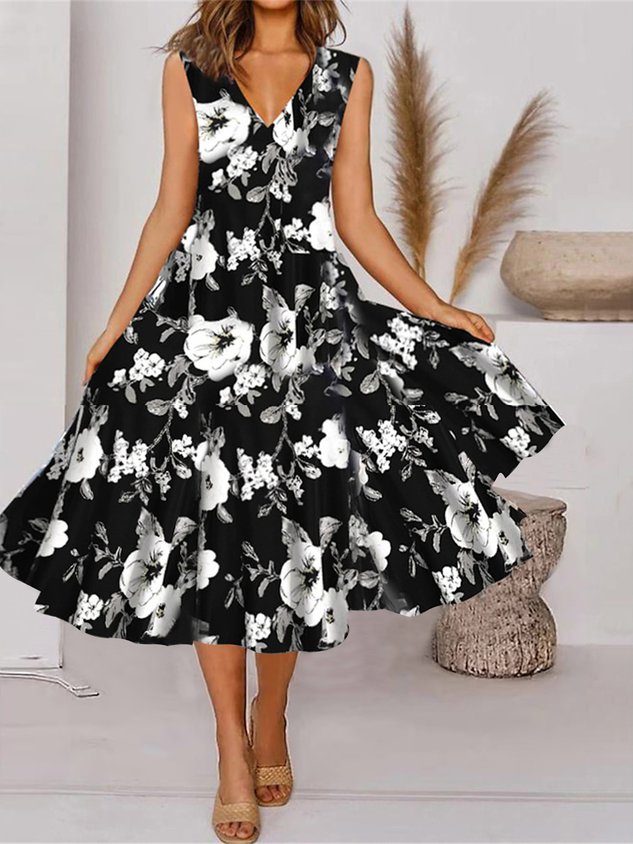 Floral Elegant V Neck Loose Two-Piece Set