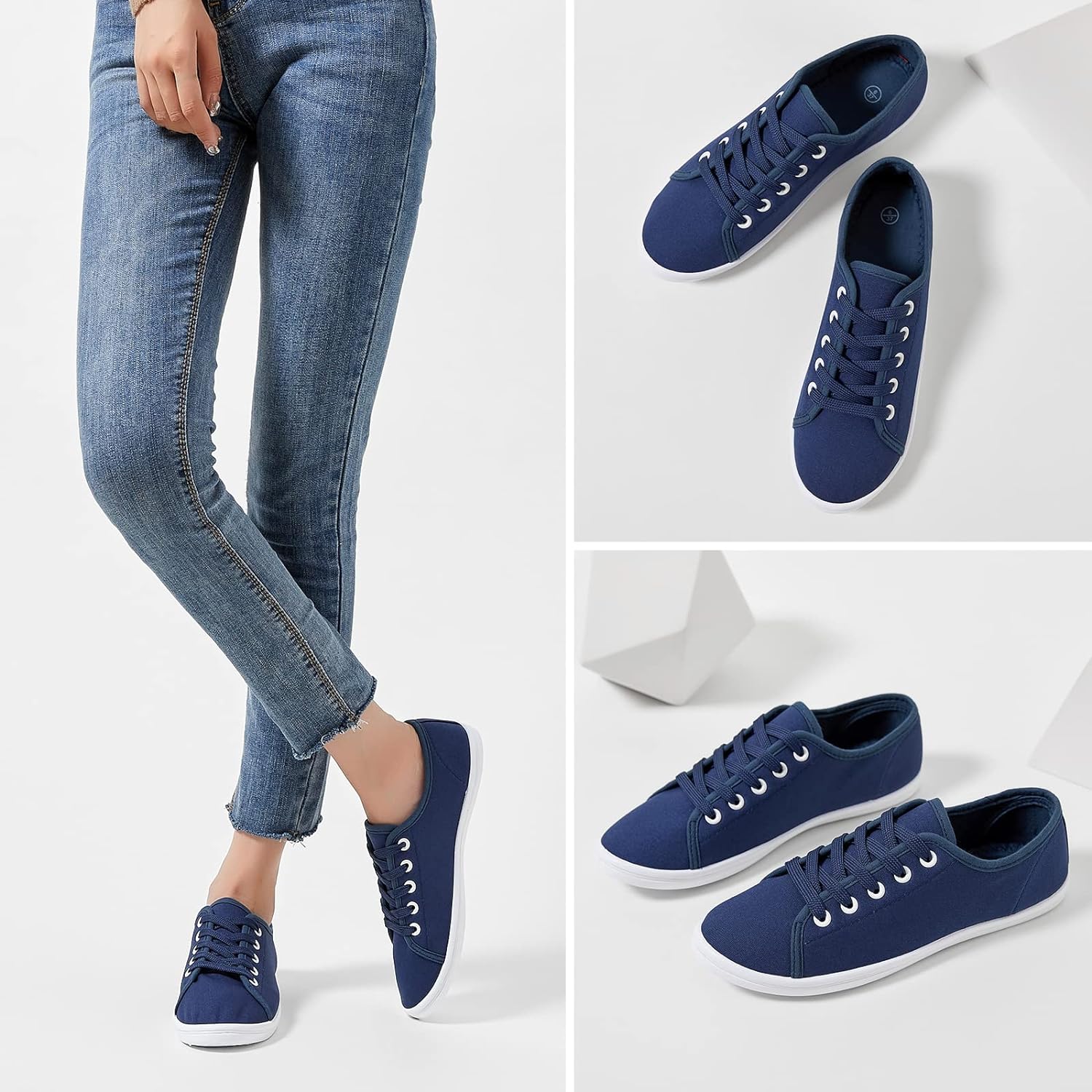 Women's Canvas Slip on Sneakers Casual Slip on Walking Shoes Womens Tennis Shoes Flat Dress Shoes Non Slip Work Shoes