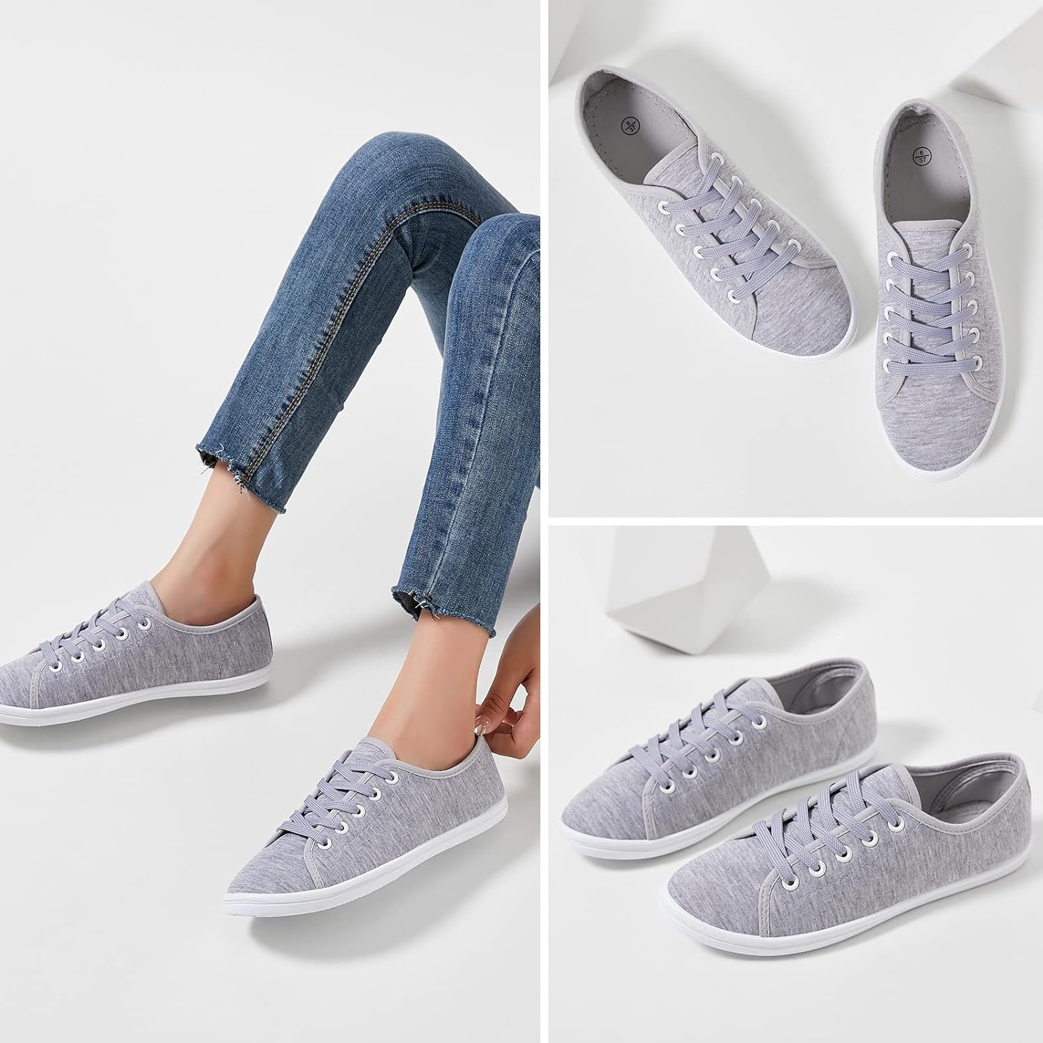 Women's Canvas Slip on Sneakers Casual Slip on Walking Shoes Womens Tennis Shoes Flat Dress Shoes Non Slip Work Shoes