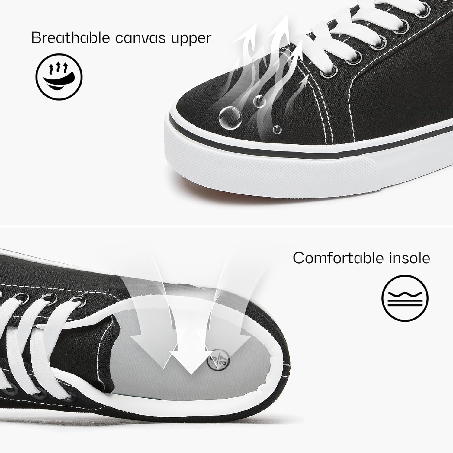 Canvas Shoes for Women White Canvas Sneakers Womens Casual Shoes Low Top Black Sneakers Comfortable Tennis Shoes