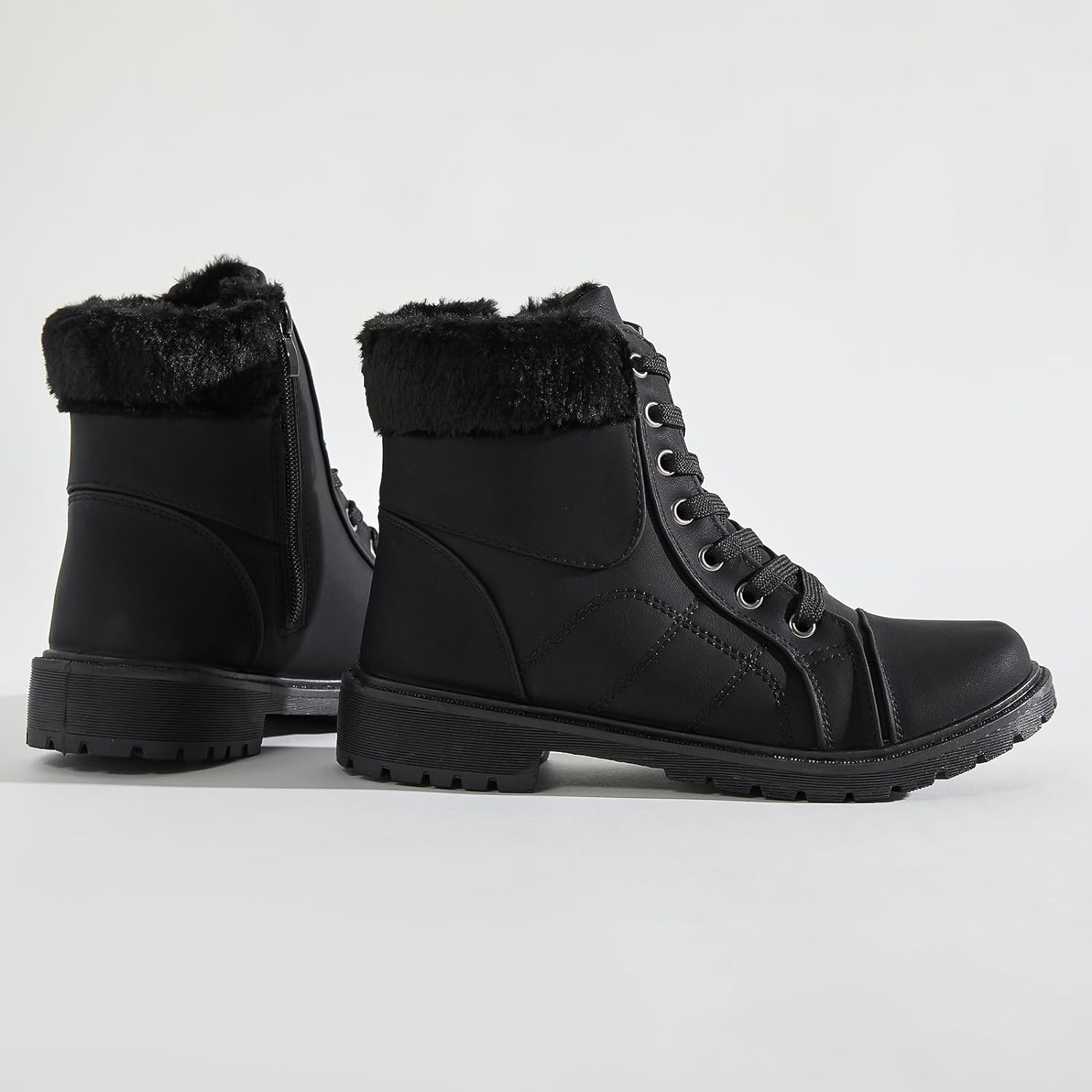 Ankle Boots For Women Lace Up Combat Boots Winter Boots Fashion Snow Boots For Girls Ankle Booties Winter Shoes