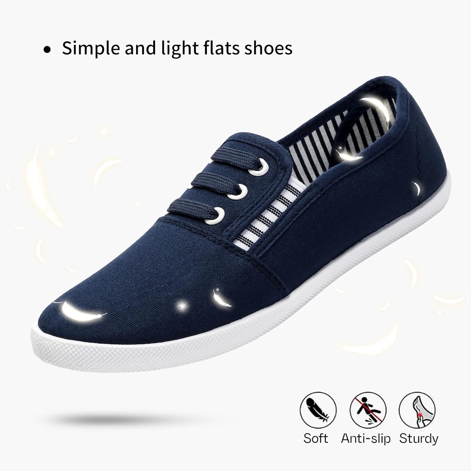 Women's Canvas Slip on Sneakers Casual Slip on Walking Shoes Womens Tennis Shoes Flat Dress Shoes Non Slip Work Shoes