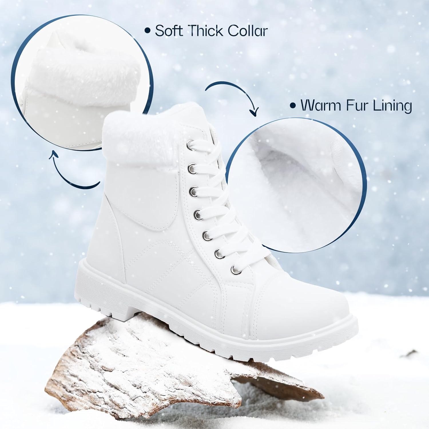 Ankle Boots For Women Lace Up Combat Boots Winter Boots Fashion Snow Boots For Girls Ankle Booties Winter Shoes