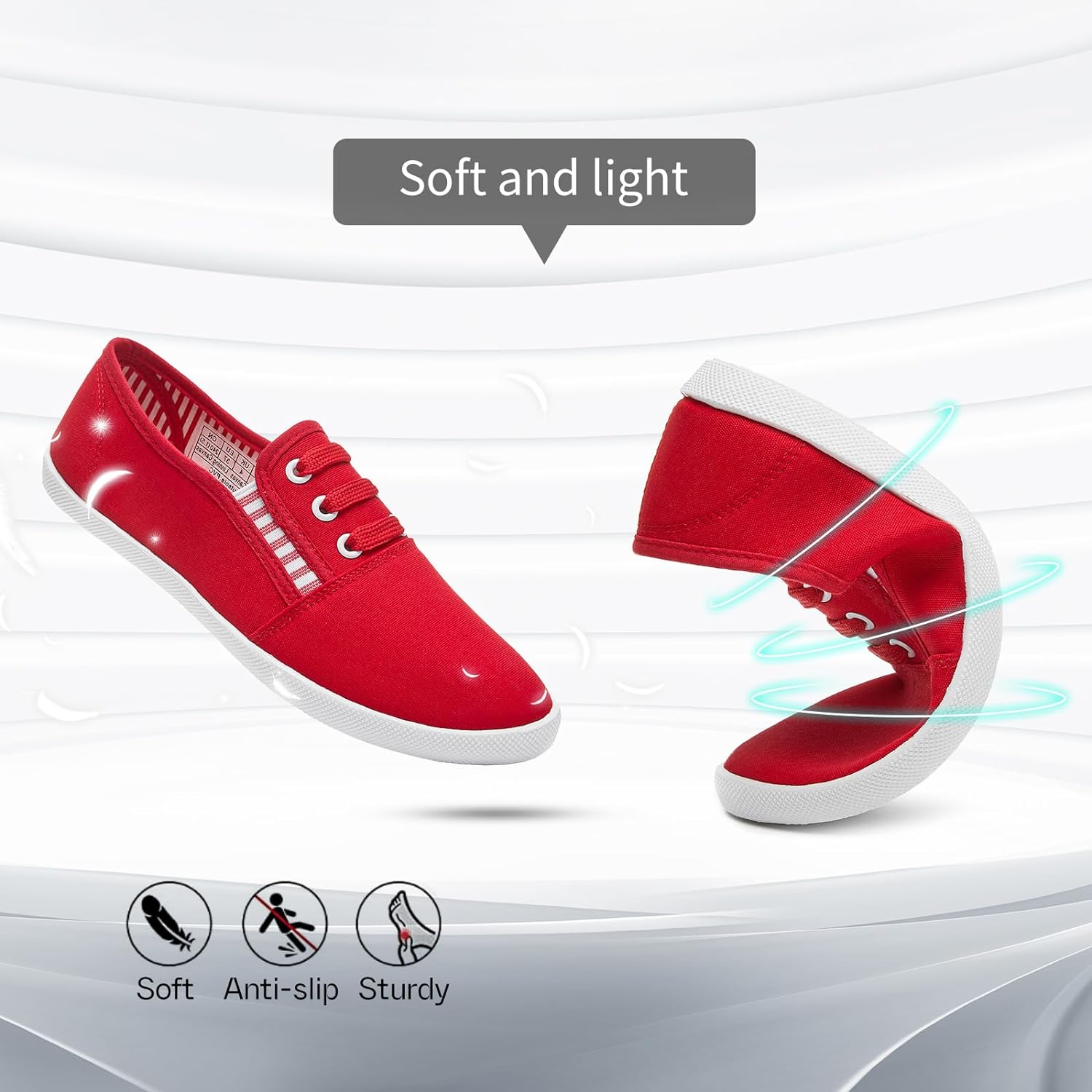 Women's Canvas Slip on Sneakers Casual Slip on Walking Shoes Womens Tennis Shoes Flat Dress Shoes Non Slip Work Shoes