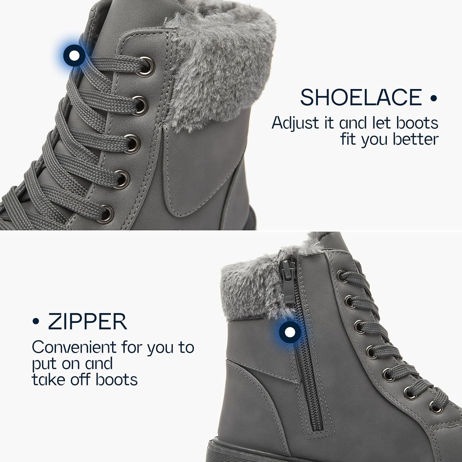 Ankle Boots For Women Lace Up Combat Boots Winter Boots Fashion Snow Boots For Girls Ankle Booties Winter Shoes