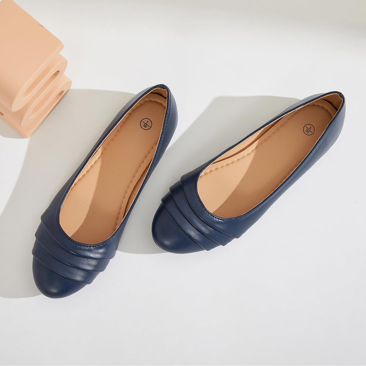 Flats for Women Dressy Comfortable Flats Shoes Womens Black Flats Leather Work Ballet Flats Round Toe Dress Shoes