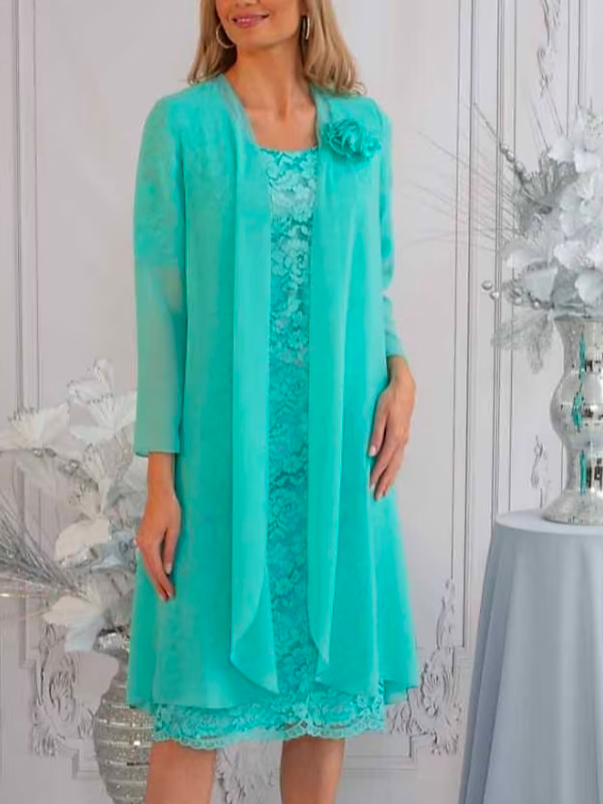 Loose Chiffon Crew Neck Elegant Two-Piece Set