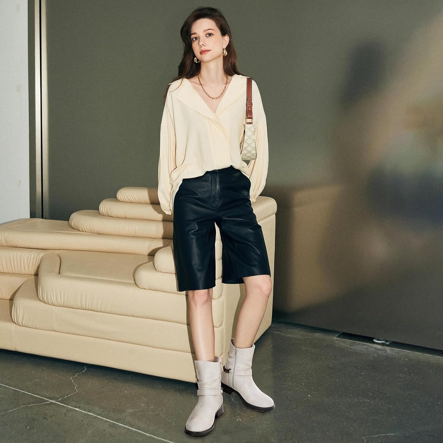 Ankle Booties For Women Low Heel Fall Boots Black Combat Boots Womens Ankle Boots With Chain Strap