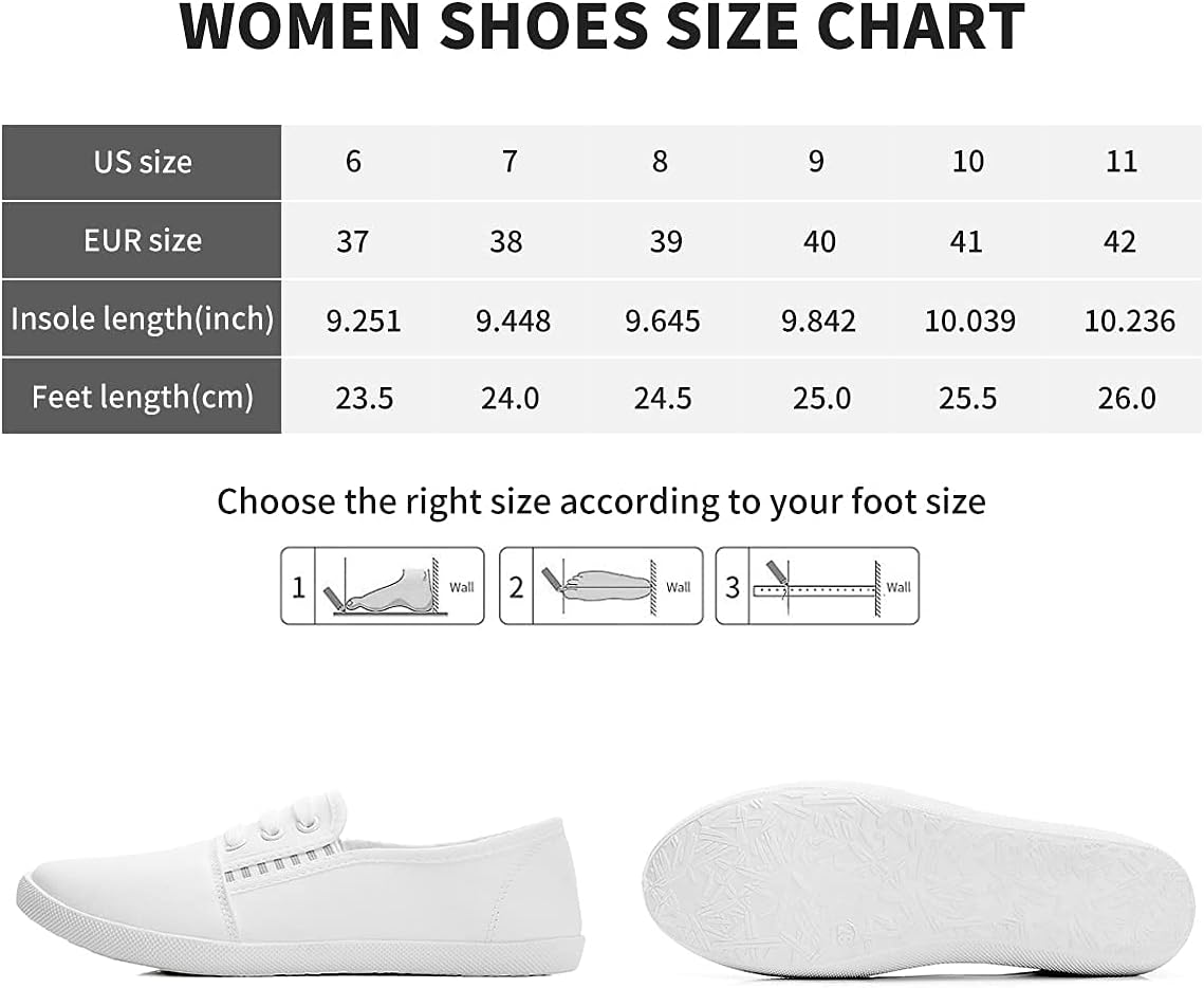 Women's Canvas Slip on Sneakers Casual Slip on Walking Shoes Womens Tennis Shoes Flat Dress Shoes Non Slip Work Shoes