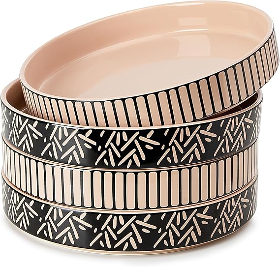 Large Pasta Bowls, 32 Ounce Salad Bowls Set of 4, Stackable Serving Bowls for Dinner, Salad, Dessert - Microwave Dishwasher Safe - Artisan Noir