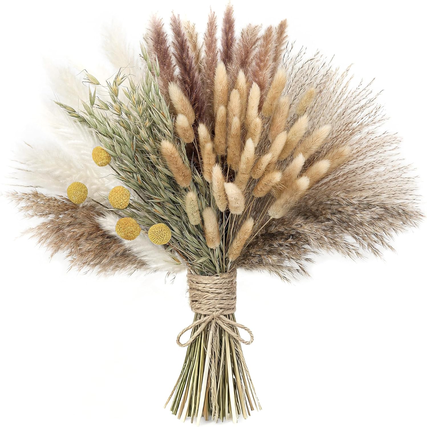 118PCS Dried Flowers Bouquet,(Vase Not Included), Dried Pampas Grass, Reed,Pompas Grass, Boho Wedding Reception,Table Centerpiece Decoration.