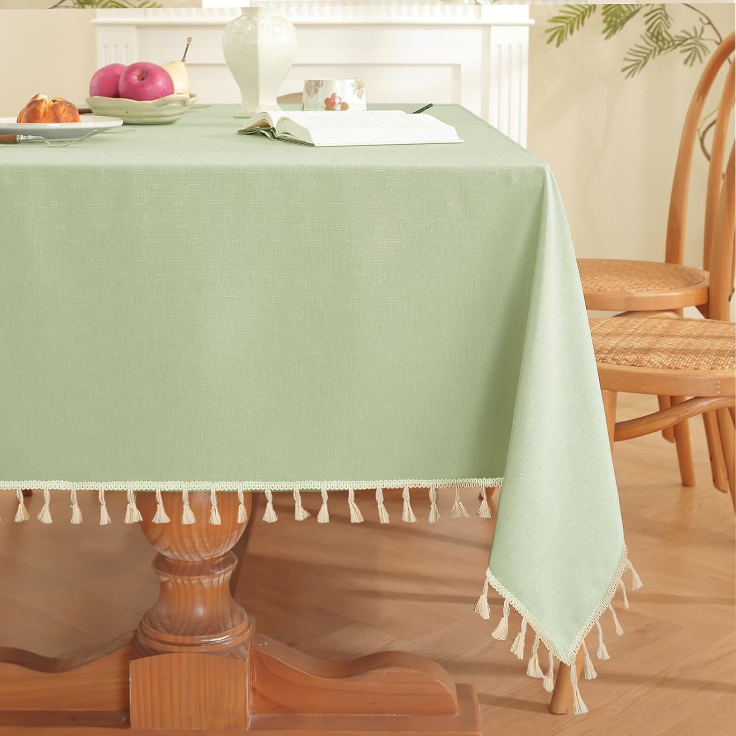 Spring Tablecloth, Heavy Duty Linen Style Textured Table Cloth Rectangle Tables, Wrinkle-Free Washable Waterproof Table Cover for Kitchen, Dining, Parties, 55
