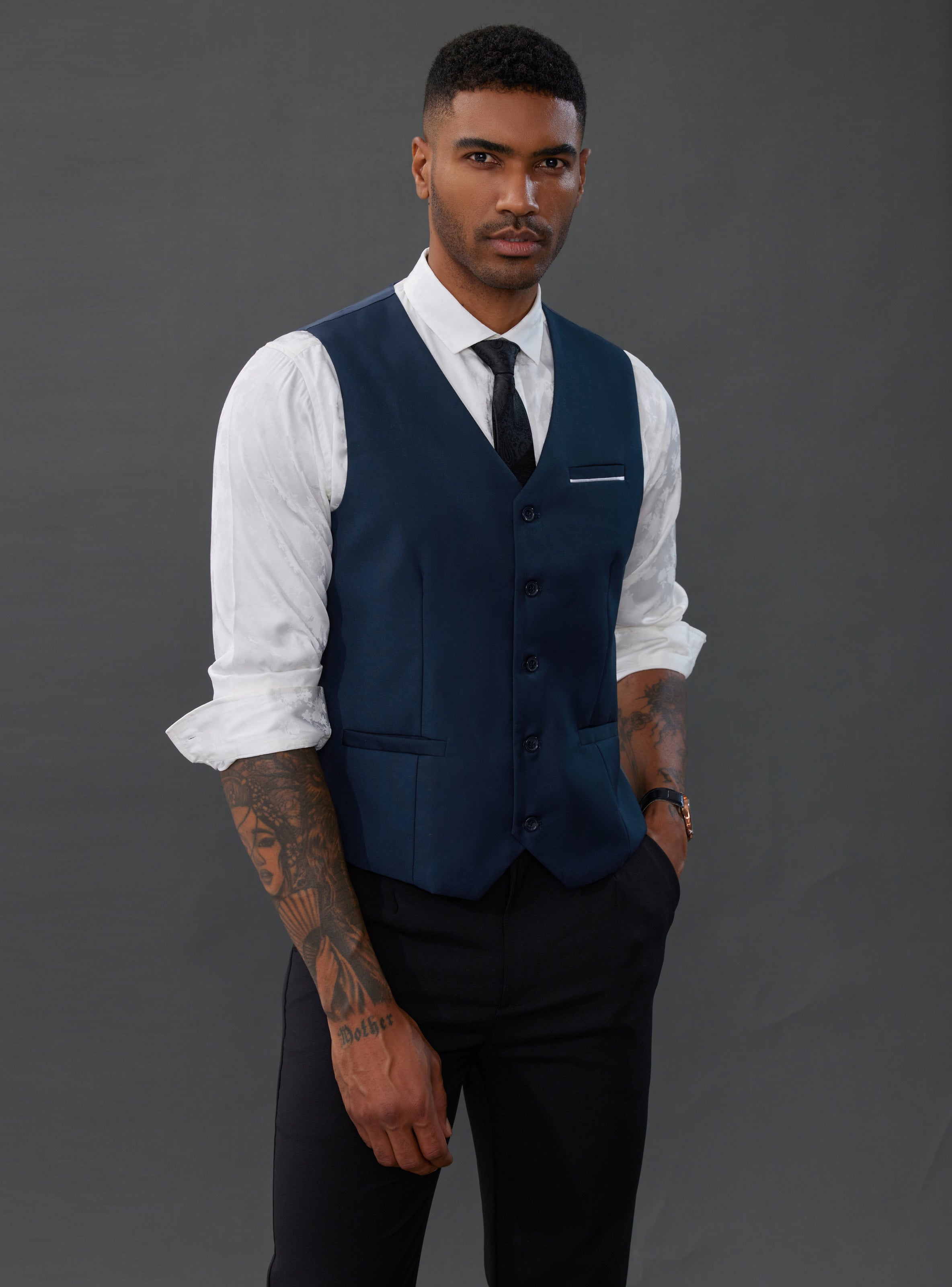 Mens Suit Vest Casual Business Waistcoat Regular Fit Formal Vest
