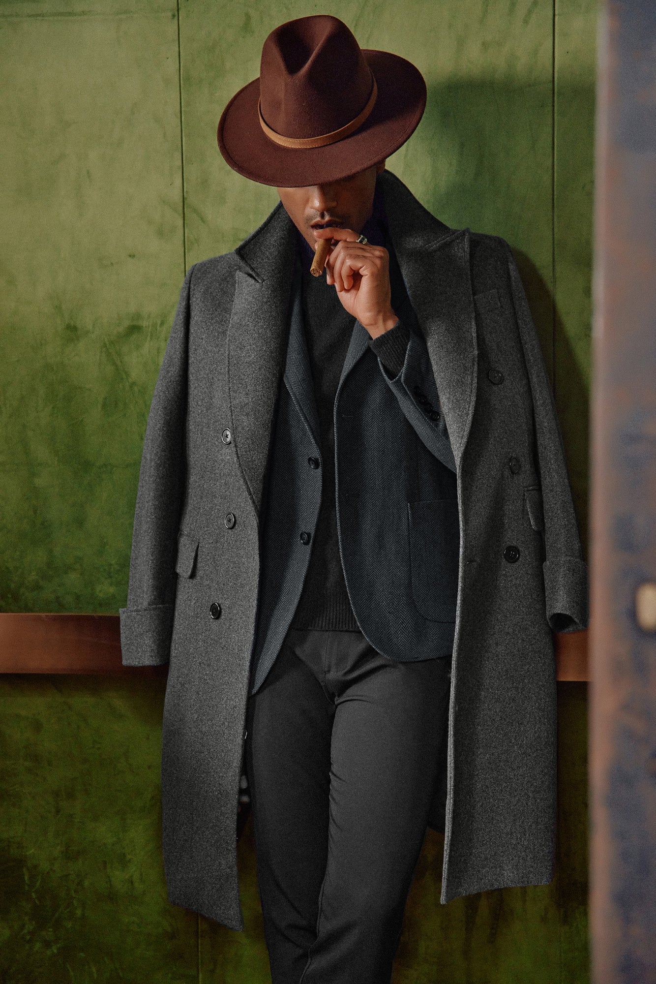 Men's Double Breasted Unisex Peacoat Wool Blend Long Trench Coats